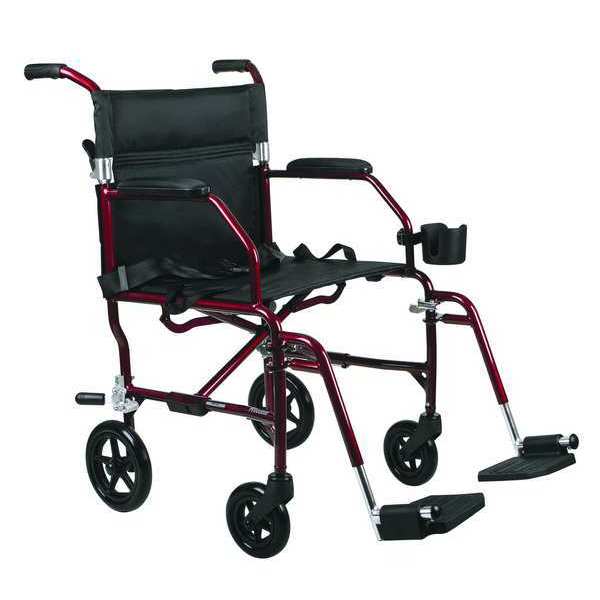 Transport Chair, 250 lb, 19 In Seat