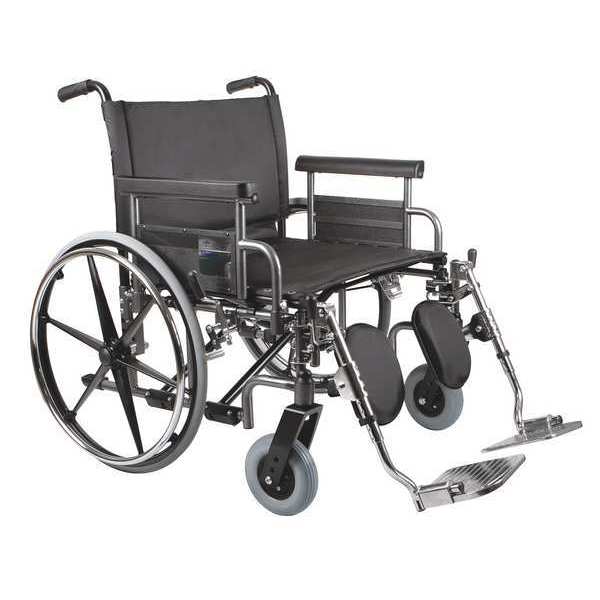 Wheelchair, 700lb, 26 In Seat, Silver/Black