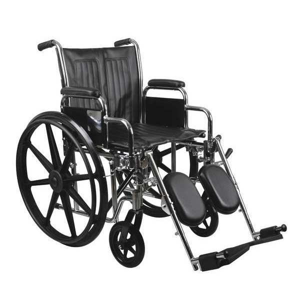 Wheelchair, 300 lb, 16 In Seat, Silver/Navy