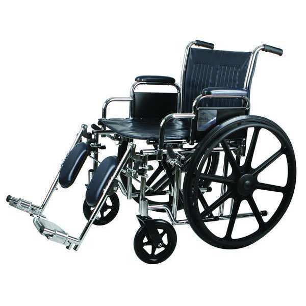 Wheelchair, 500 lb, 24 In Seat, Silver/Navy