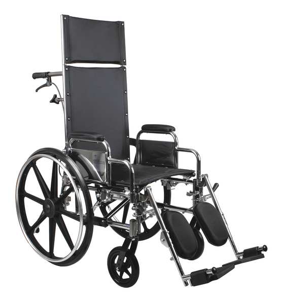 Wheelchair, 300lb, 18 In Seat, Silver/Black