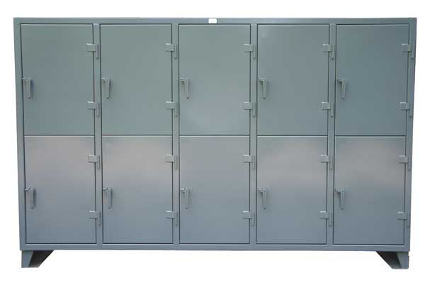 Wardrobe Locker, 122 in W, 24 in D, 78 in H, (2) Tier, (5) Wide, Dark Gray