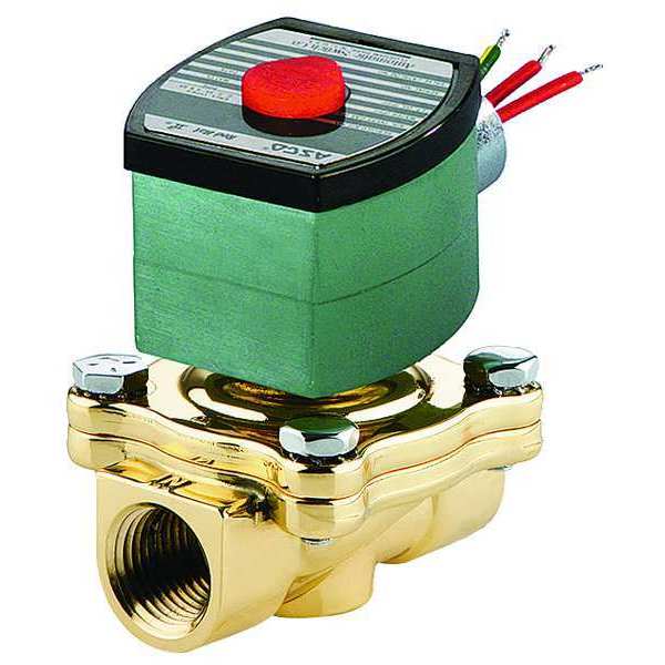 120V AC Brass Solenoid Valve, Normally Open, 1 1/4 in Pipe Size