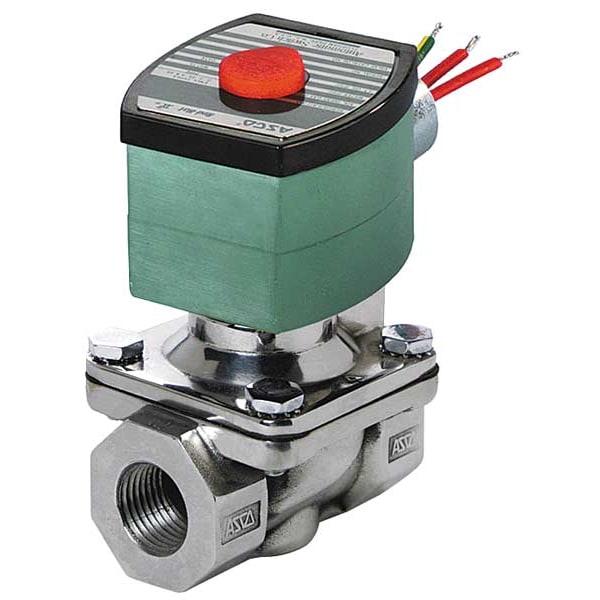 120V AC Stainless Steel Solenoid Valve, Normally Closed, 1/2 in Pipe Size