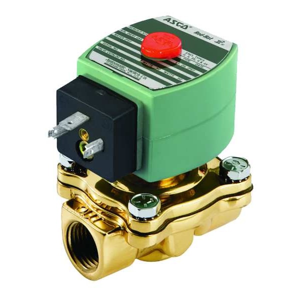 120V AC Brass Solenoid Valve, Normally Closed, 3/4 in Pipe Size