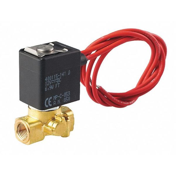 24V DC Brass Solenoid Valve, Normally Closed, 1/8 in Pipe Size