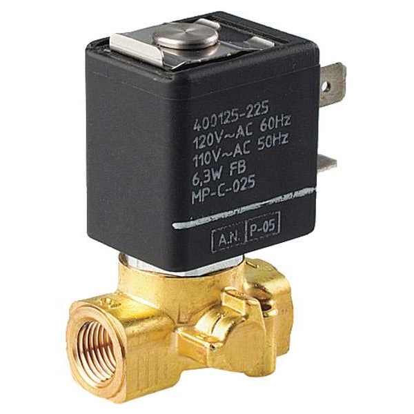 24V AC Brass Solenoid Valve, Normally Closed, 1/8 in Pipe Size