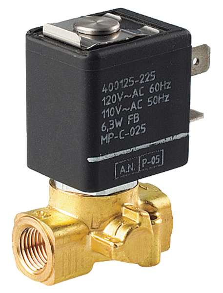 240V AC Brass Solenoid Valve, Normally Closed, 1/8 in Pipe Size