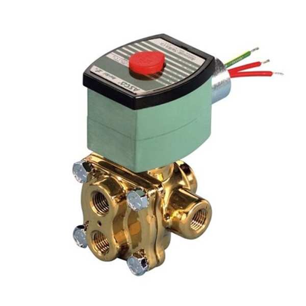 120V AC Brass Solenoid Valve with Manual Operator, 1/4 in Pipe Size