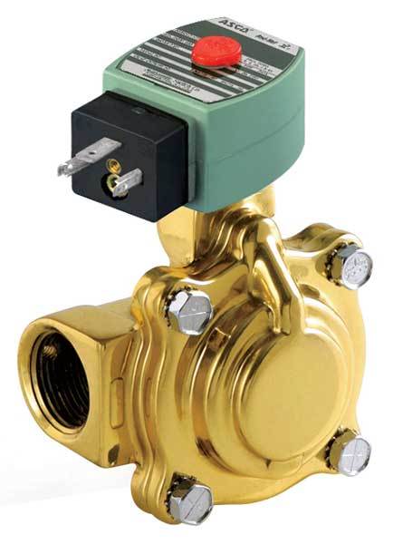 120V AC Brass Solenoid Valve, Normally Closed, 1 in Pipe Size