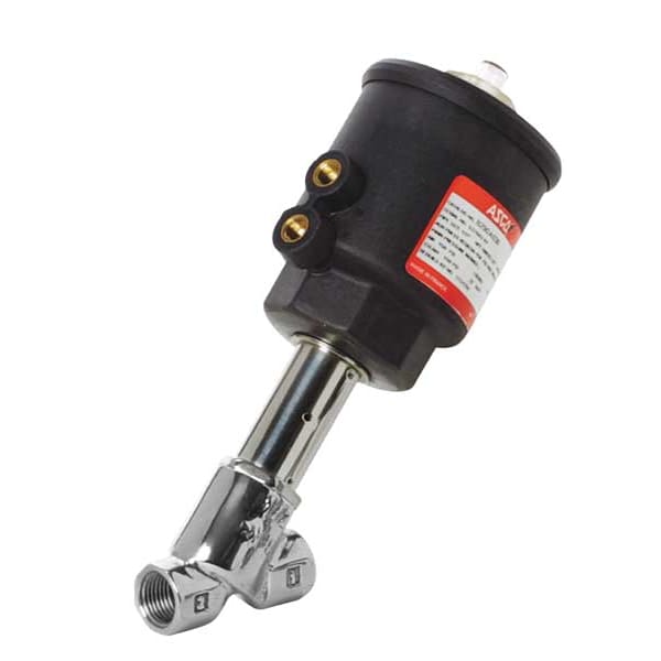 RedHat Angle Body Piston Valve, SS, NC, 1 In
