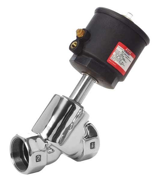Angle Body Piston Valve, SS, NC, 2 In