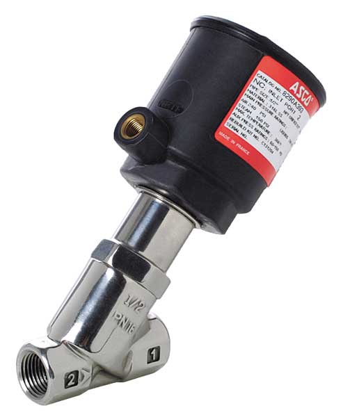 RedHat Angle Body Piston Valve, SS, NC, 1/2 In