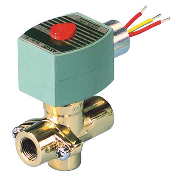 120V AC Brass Steam Solenoid Valve, Normally Open, 1/2 in Pipe Size