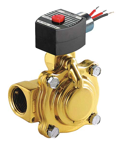 120V AC Brass Steam and Hot Water Solenoid Valve, Normally Closed, 1 in Pipe Size