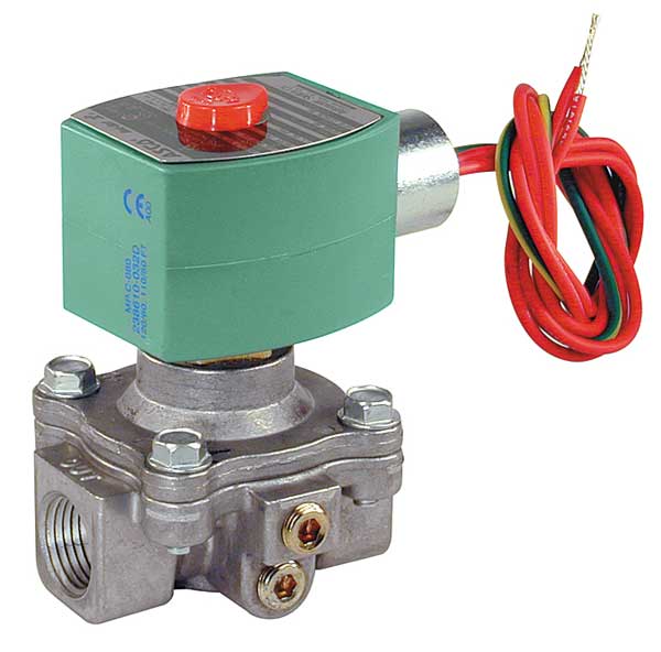 120V AC Aluminum Fuel Gas Solenoid Valve with Test Port, Normally Open, 1/2 in Pipe Size