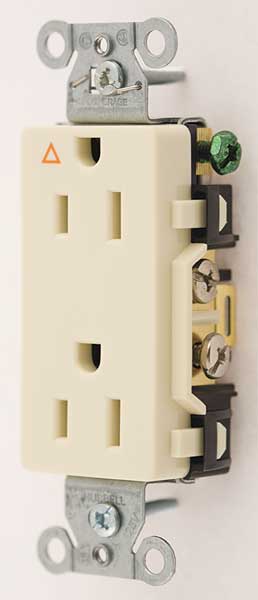 Receptacle, 15 A Amps, 125V AC, Flush Mount, Decorator Duplex Outlet, 5-15R, Ivory