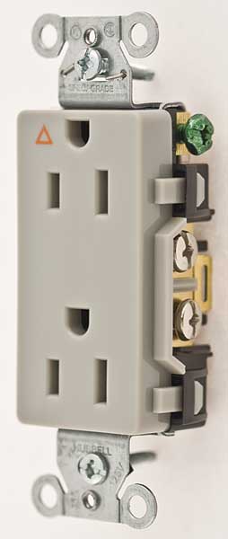Receptacle, 15 A Amps, 125V AC, Flush Mount, Decorator Duplex Outlet, 5-15R, Gray