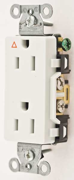 Receptacle, 15 A Amps, 125V AC, Flush Mount, Decorator Duplex Outlet, 5-15R, White