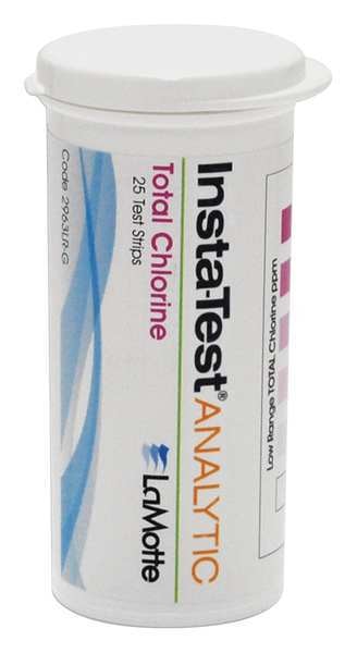 Test Strip, Chlorine, 0 to 10 PPM, PK25