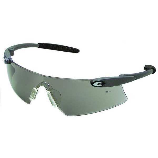 Safety Glasses, Wraparound Gray Polycarbonate Lens, Scratch-Resistant