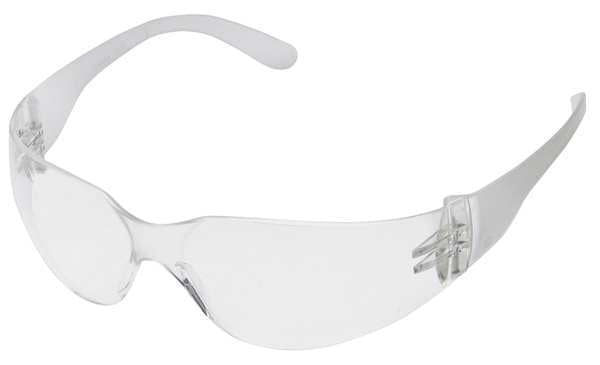 Safety Glasses, Condor V, Scratch-Resistant, Wraparound, Frameless, Clear Frosted Arm, Clear Lens