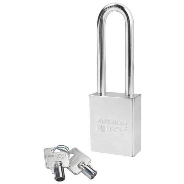 Padlock, Keyed Alike, Long Shackle, Rectangular Steel Body, Boron Shackle, 3/4 in W