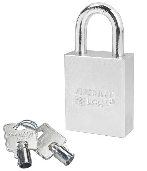 Padlock, Keyed Different, Standard Shackle, Rectangular Steel Body, Boron Shackle, 3/4 in W