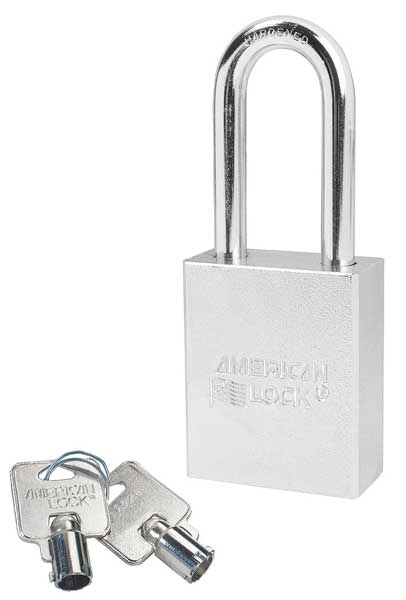 Padlock, Keyed Alike, Long Shackle, Rectangular Steel Body, Boron Shackle, 3/4 in W