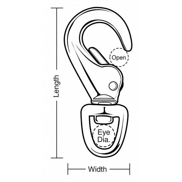 Eyelet Spring Snap, L 4 3/8 In