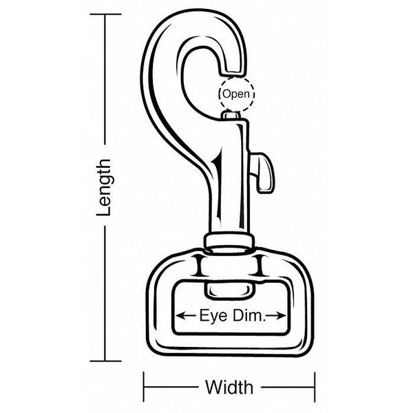 Slide Bolt Spring Snap, L 3 1/8 In