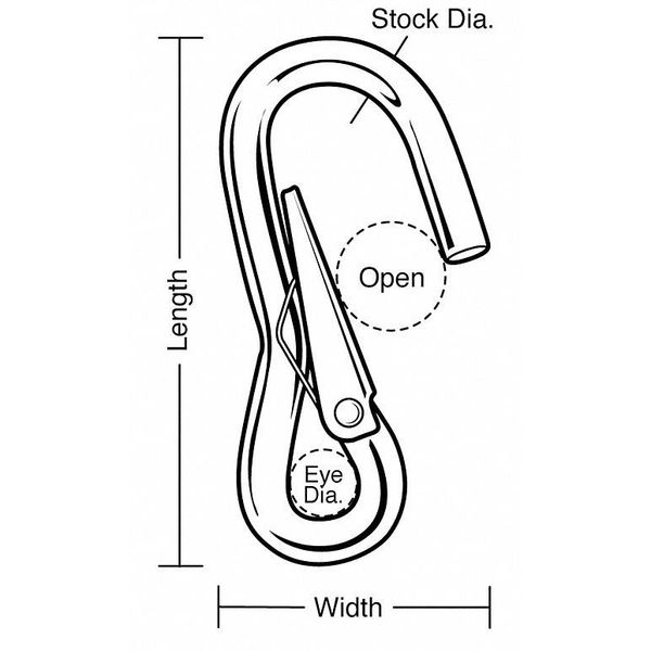 Eyelet Spring Snap, L 4 In