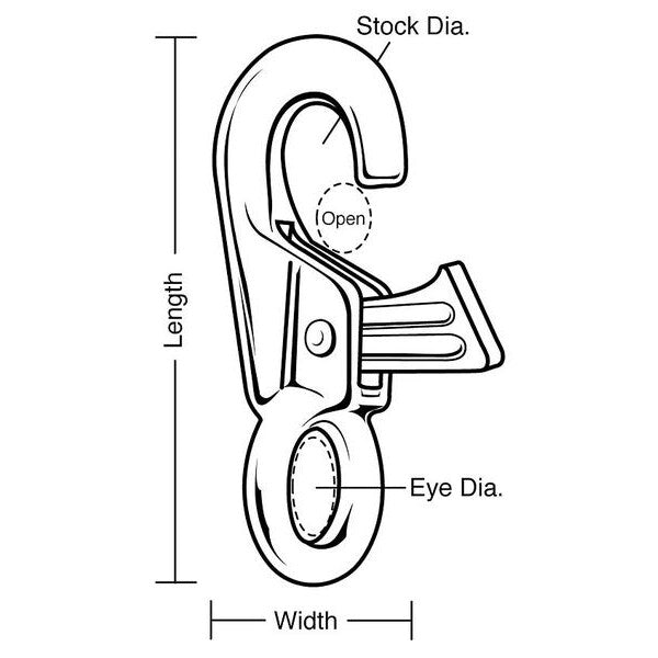 Eyelet Spring Snap, L 3 1/4 In