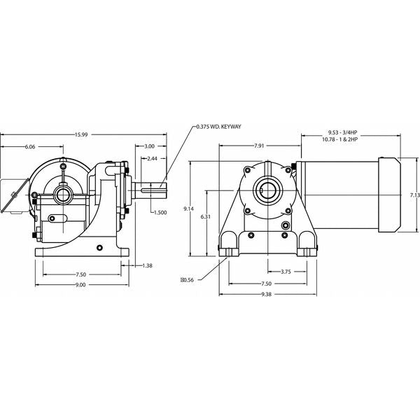 AC Gearmotor, 876.0 in-lb Max. Torque, 30 RPM Nameplate RPM, 208-230/460 V AC Voltage, 3 Phase