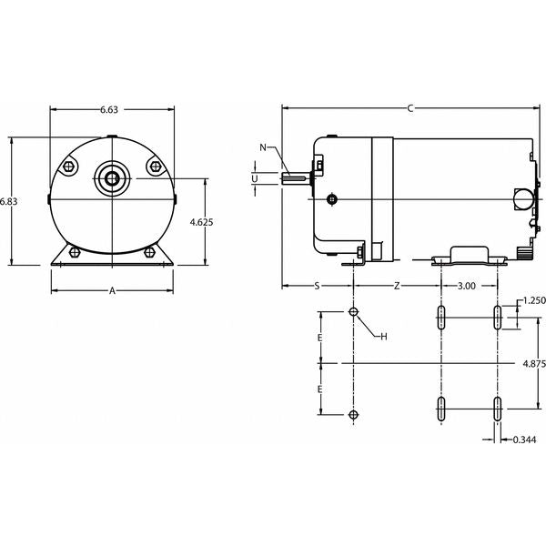 AC Gearmotor, 219.0 in-lb Max. Torque, 89 RPM Nameplate RPM, 115V AC Voltage, 1 Phase