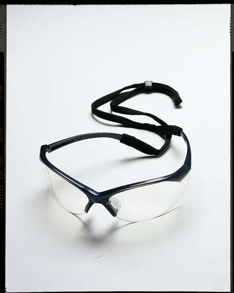 Safety Glasses, Wraparound Clear Polycarbonate Lens, Scratch-Resistant