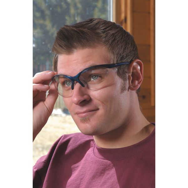 Safety Glasses, Wraparound Clear Polycarbonate Lens, Scratch-Resistant