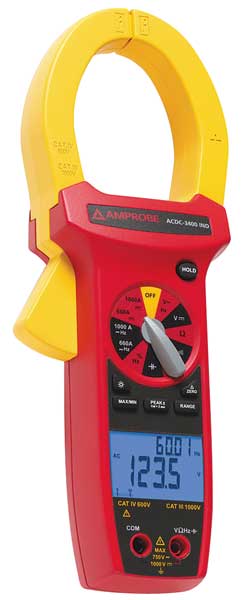 Clamp Meter, Backlit, 1,000 A, 2.0 in (51 mm) Jaw Capacity, Cat IV 600V Safety Rating