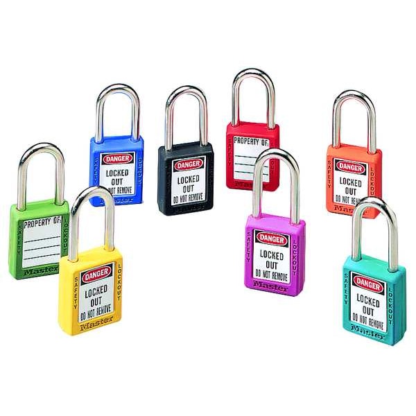 Zenex Thermoplastic Safety Padlock, 1-1/2 in Wide with 1-1/2 in Shackle, Green