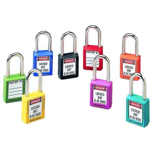 Zenex Thermoplastic Safety Padlock, 1-1/2 in Wide with 1-1/2 in Shackle, Blue