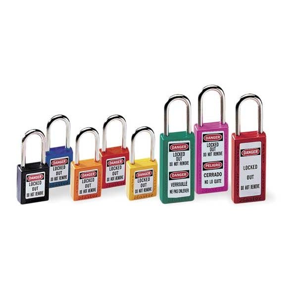 Zenex Thermoplastic Safety Padlock, 1-1/2 in Wide with 1-1/2 in Shackle, Green