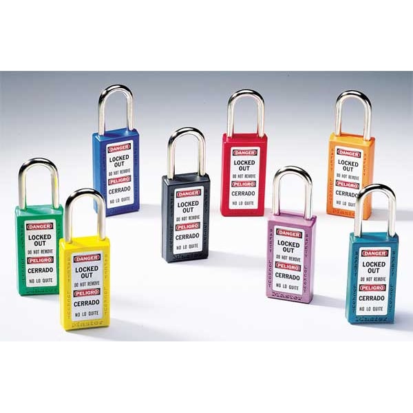 Zenex Thermoplastic Safety Padlock, 3 in H, 1-1/2 in Wide with 1-1/2 in H Shackle, Red