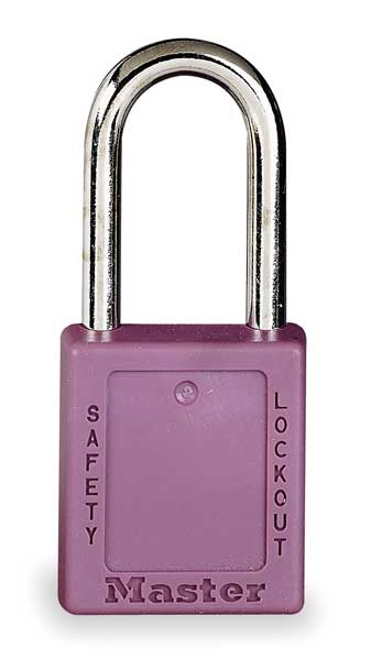 Zenex Thermoplastic Safety Padlock, 1-1/2 in Wide with 1-1/2 in Tall Shackle, Purple