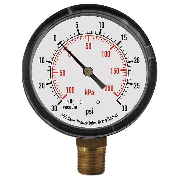Pressure Gauge, 0 to 3000 psi, 1/4 in MNPT, Plastic, Black