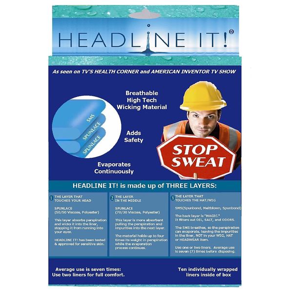 Disposable Hat and Helmet Liner, Universal, Blue