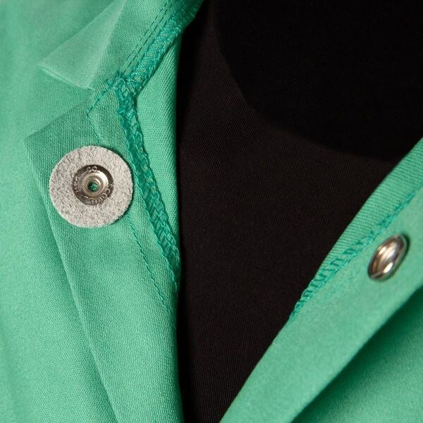 Flame Resistant Jacket w/Leather Sleeves, Green/Gray, M