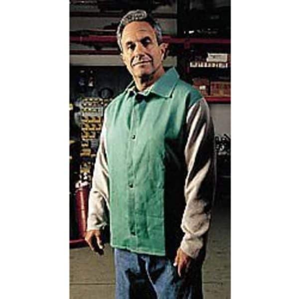 Flame Resistant Jacket w/Leather Sleeves, Green/Gray, 2XL
