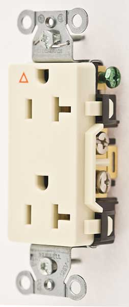 Receptacle, 20 A Amps, 125V AC, Flush Mount, Decorator Duplex Outlet, 5-20R, Ivory