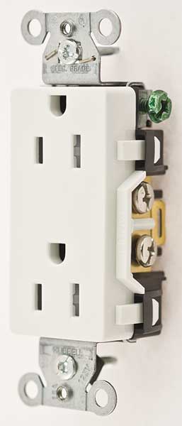 15A Duplex Decorator Receptacle 125VAC 5-15R WH