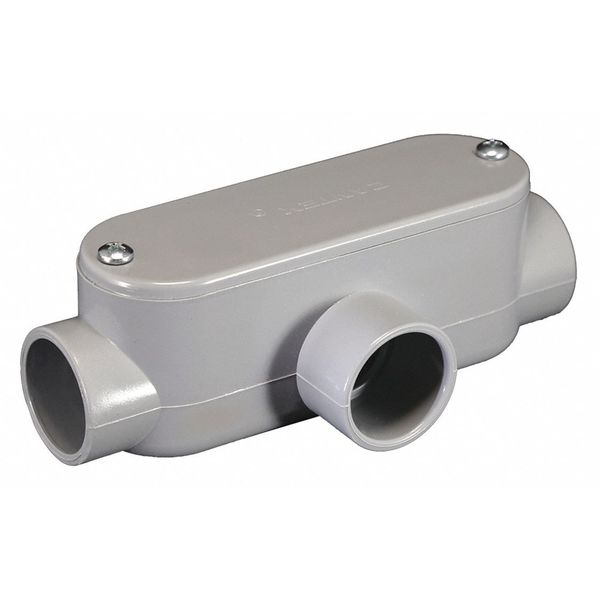 Conduit Outlet Body, PVC, T, Back Type: Flat